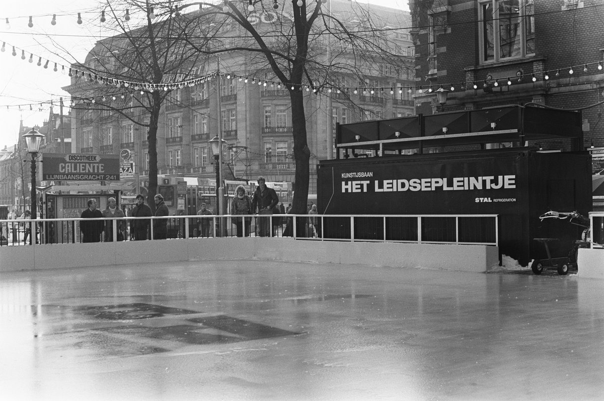 Opening of the artificial ice rink at Leidseplein in Amsterdam on December 17, 1981