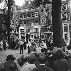 Acrobat performing at Leidseplein during Liberation celebrations Amsterdam May 1945