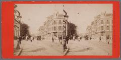 Historic street view of Weteringschans 33-79 towards Leidseplein with Spiegelgracht entrance, Amsterdam 1890