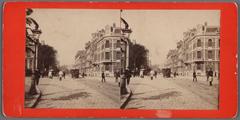 Historic street view of Weteringschans 33-79 in Amsterdam around 1890-1895 showing buildings and Spiegelgracht entrance