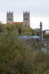 Wittelsbacherbrücke bridge with St. Maximilian church in Munich, Germany