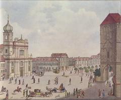 Painting of a street intersection near the Powder Gate in Prague by Filip and František Heger from 1792