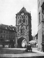Painting of Powder Tower in Prague by A. Groll, 1856