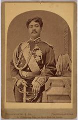 Portrait of William Pitt Leleiohoku II in traditional Hawaiian attire