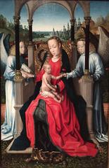 The Virgin Enthroned painting with two angels