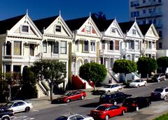 Row of Victorian Painted Ladies houses at 710-720 Steiner Street, San Francisco