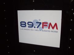 Laval pirate radio station 89.7 FM sign in Quebec Canada
