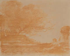 Black and white sketch of Sappho by Corot