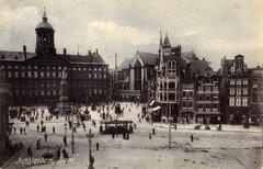 Vintage postcard of Amsterdam Dam Square 1906