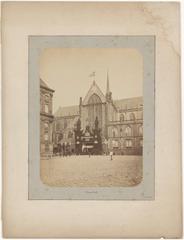 Decorated portal of the Nieuwe Kerk in Amsterdam for the wedding of King William III and Queen Emma in April 1879