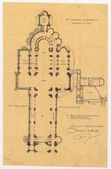 Architectural drawing of Marseille Cathedral gas installation in 1893