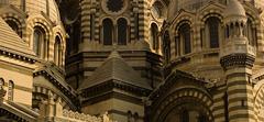 Detailed view of Cathédrale de la Major de Marseille with intricate architectural elements