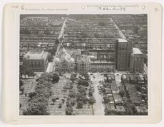 Historic black and white photo of Philadelphia, Pennsylvania showing streets and buildings