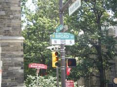 Street sign for Broad Street Pennsylvania Route 611 at Polett Walk Temple University Philadelphia