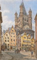 Franz Alt painting of Groß St Martin church in Cologne from 1884