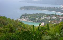 Panoramic view from Karon View Point showing Kata Noi, Kata Bay, and Karon Bay in Phuket