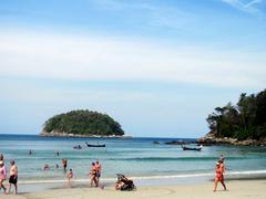 Kata beach with clear blue sea and soft sandy shore at Phuket Thailand