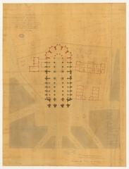 Architectural plan of the completion of Nantes Cathedral including sacristies and bishop's residence