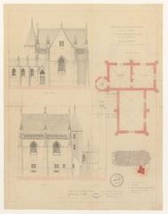 Architectural drawing of sacristies construction project at Nantes Cathedral by E. Boisneau, 1878