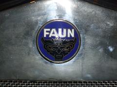 Emblem Faun logo in metallic style on white background