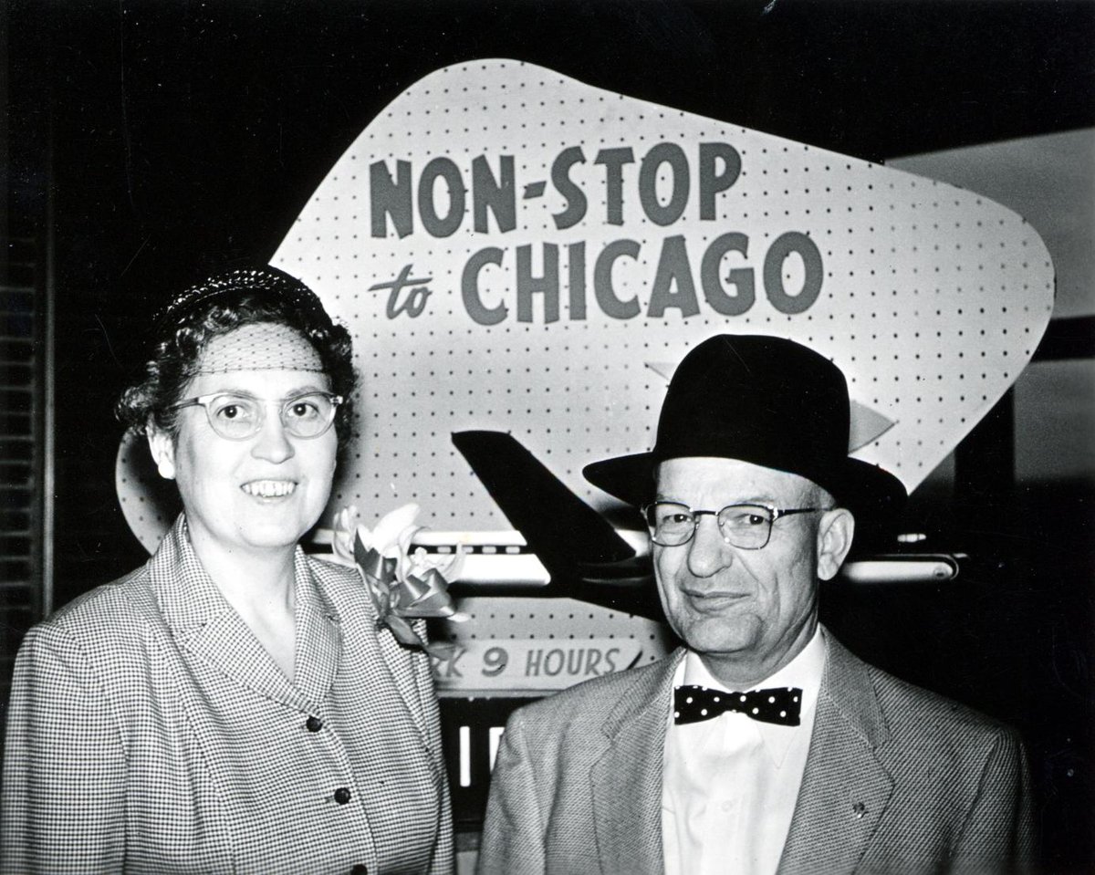 Bertha and Walter J. Buckhorn leaving Portland Oregon via United Air Lines in 1956