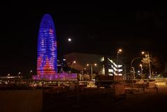 Plaça de les Glòries Catalanes square with modern buildings and traffic in Barcelona
