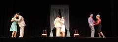 Actors performing on stage in a theatrical play El Secreto a Voces by Cambalache and ESAD de Murcia