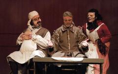 Morfeo Teatro actors performing La Escuela de Los Vicios on stage in 2014
