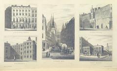 View of New Bridge Street, Black Friars, showing Albion Fire Office and surrounding buildings