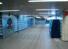 Metro station Colégio Militar Luz in Lisbon with trains and passengers
