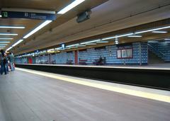 Metro station Colégio Militar/Luz in Lisbon with escalators and a modern design