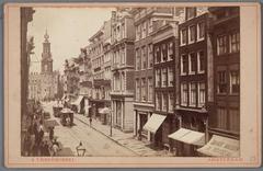 Historical view of Reguliersbreestraat in Amsterdam towards Muntplein and Munttoren from 1887-1897