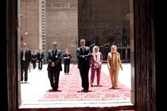 President Barack Obama touring Sultan Hassan Mosque with Dr. Zahi Hawass, Iman Abdel Fateh, and Secretary of State Hillary Clinton in Cairo Egypt June 2009