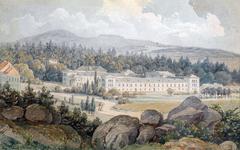 Kurort Königswart spa town in Bohemia historical painting by Thomas Ender