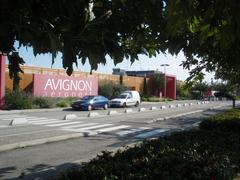 Avignon Airport terminal building exterior with clear sky