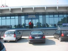 Entrance of Gino Lisa Airport in Foggia showing modern glass doors