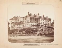Palais Lubomirski-Breuner building and Pasqualati House in Vienna before 1870