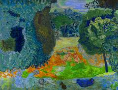 Pierre Bonnard painting L'Été depicting a colorful garden scene with people