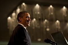 President Barack Obama speaking at Democratic Senatorial and Congressional Campaign Committee reception