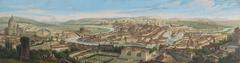 Panoramic watercolor view of Rome from Gianicolo hill