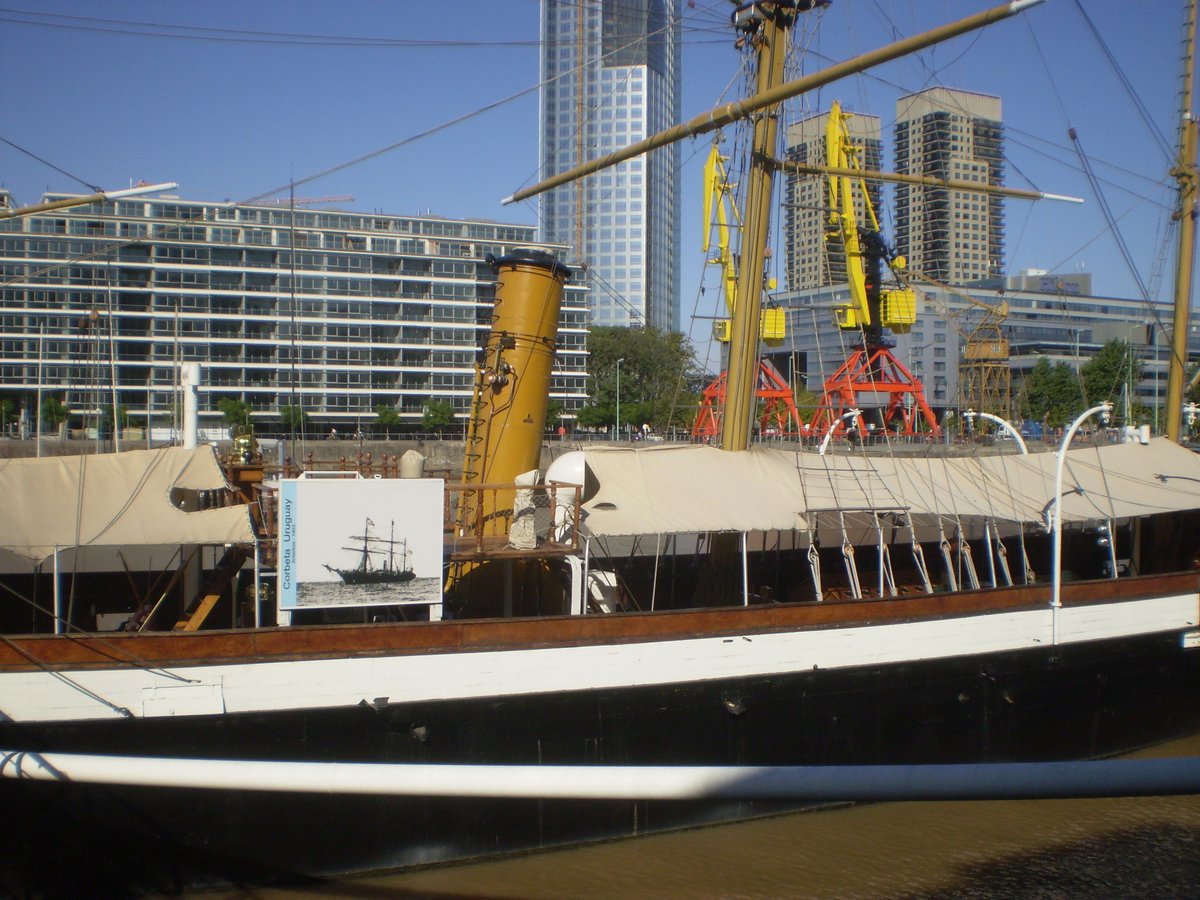 Museum ship Corbeta A.R.A. Uruguay docked at Puerto Madero Buenos Aires Argentina under repairs