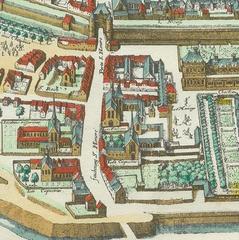 Detail of the 1615 Mérian map of Paris showing the faubourg beyond the second Saint-Honoré gate