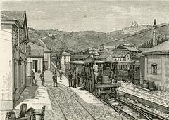 Superga Funicular Railway vintage woodcut illustration