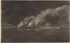 Sketch of the burning and destroying of Castle William in Boston Harbour