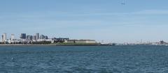 Castle Island with Fort Independence in Boston Harbor under a clear sky
