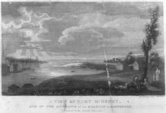 Engraving showing Fort McHenry and the entrance to Baltimore harbour