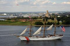 Coast Guard Cutter Eagle passing Baltimore's Fort McHenry during Star-Spangled Spectacular event 2014