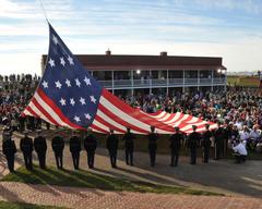 Replica of the Star-Spangled Banner flag hoisted at Fort McHenry during Dawn's Early Light Ceremony