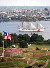 U.S. Coast Guard barque Eagle departing Baltimore's Inner Harbor during Star-Spangled Spectacular, September 2014