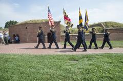 Baltimore City's Honor Guard marching during 9/11 ceremony at Fort McHenry